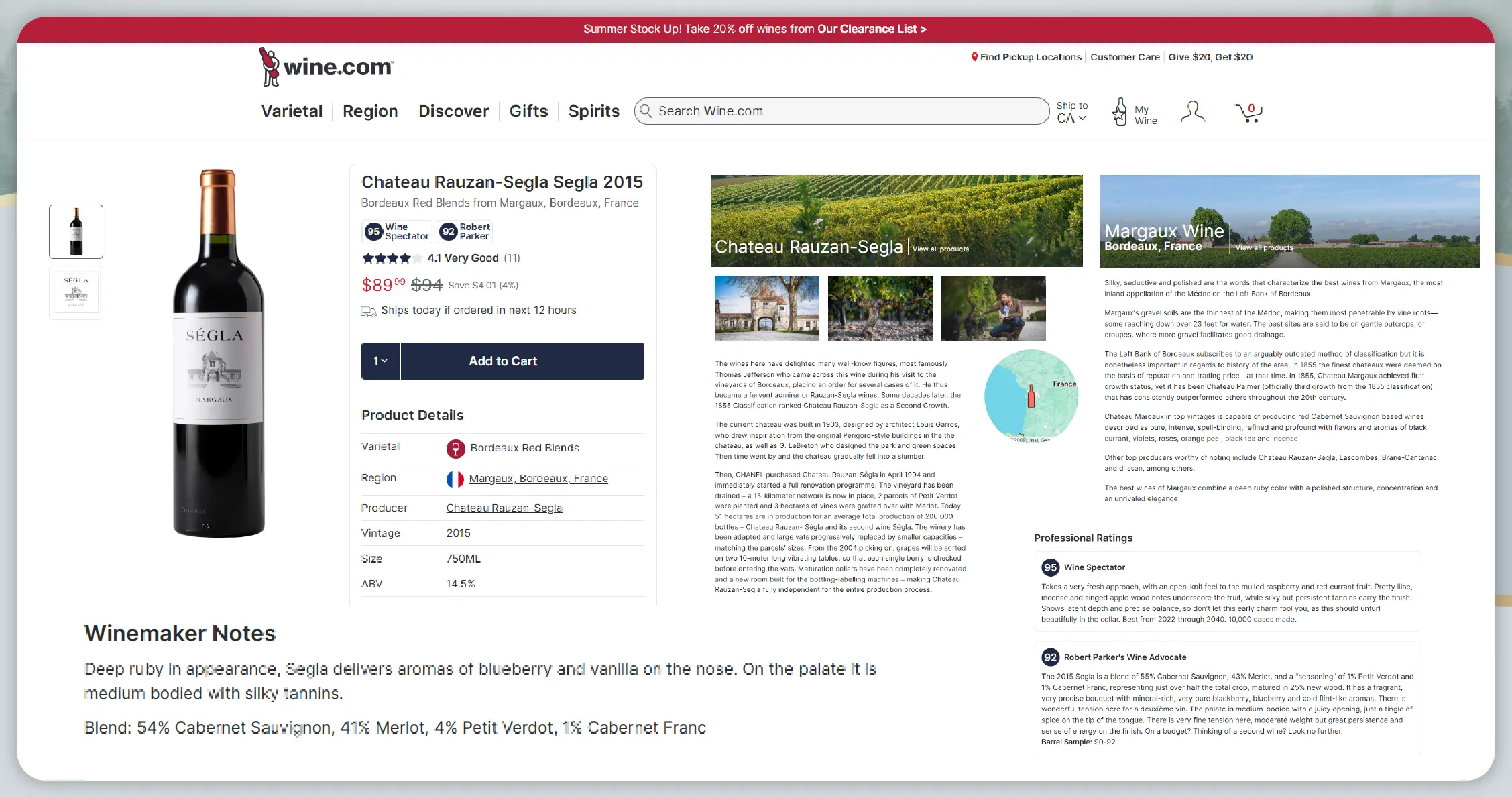 Key Data Points Extracted from Wine.com